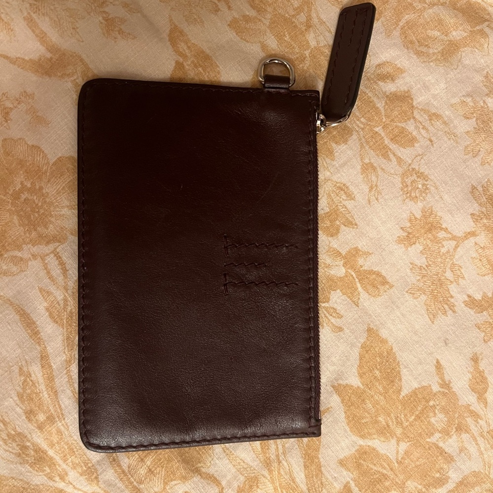 Brown Leather Zippered Wristlet Wallet